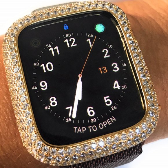 Bling Apple Watch Series 7 Gold Bezel Face Case Cover Bumper 41/45 mm - Picture 1 of 4